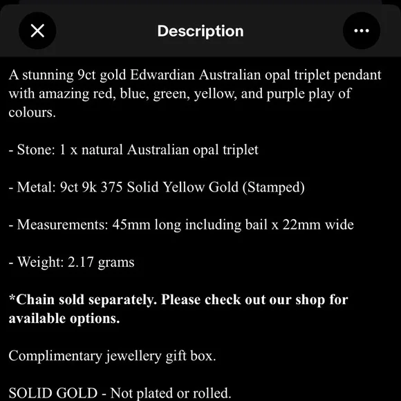 Antique Art Nouveau Australian Opal Triplet Lavaliere Pendant 9K Gold - Picture 15 of 15